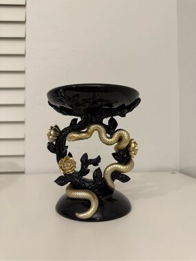 Bath & Body Works Black/Gold Snake Pedestal Candle Holder - Home Accents